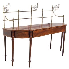 Period Sheraton Sideboard - Brass Gallery and Girandole Arms