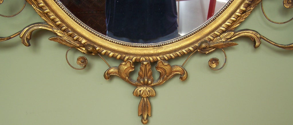 English Early 20th Century Adams Style Oval Mirror