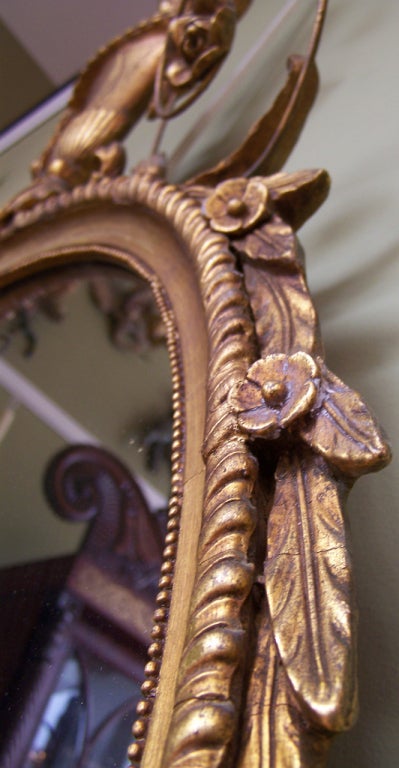 Giltwood Early 20th Century Adams Style Oval Mirror