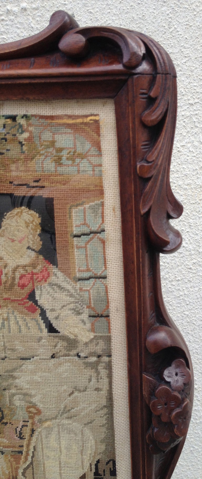 Late 18th C Scottish Regency Fire Screen with Needlepoint For Sale 2