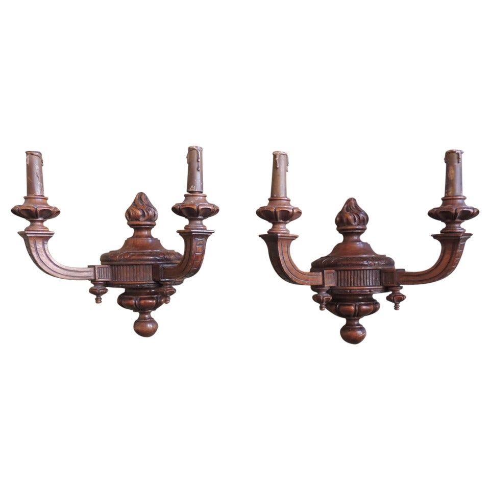 Early 20th C Italian Wood Sconces