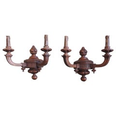 Antique Early 20th C Italian Wood Sconces