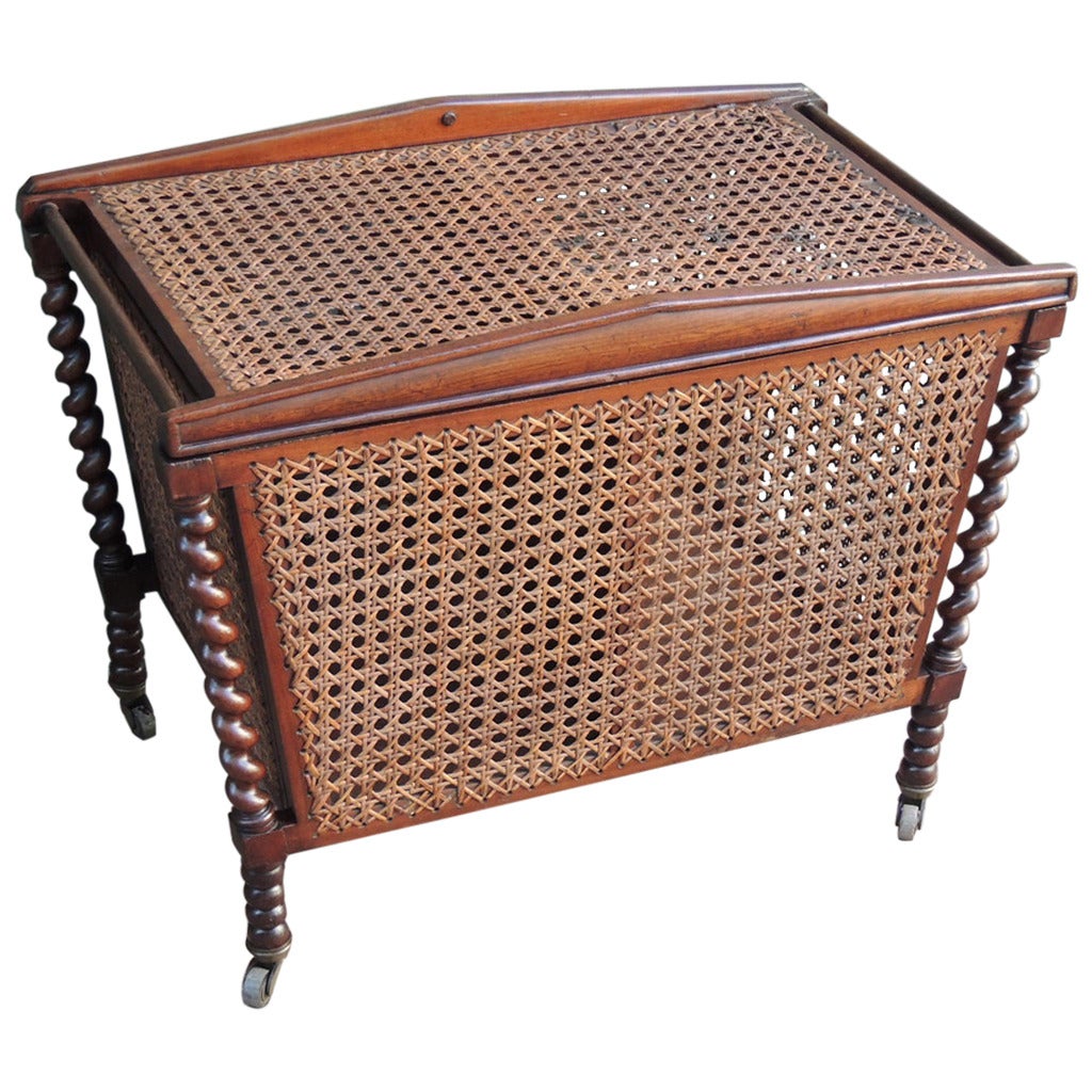 19th C English Regency Mahogany and Cane Sewing Box