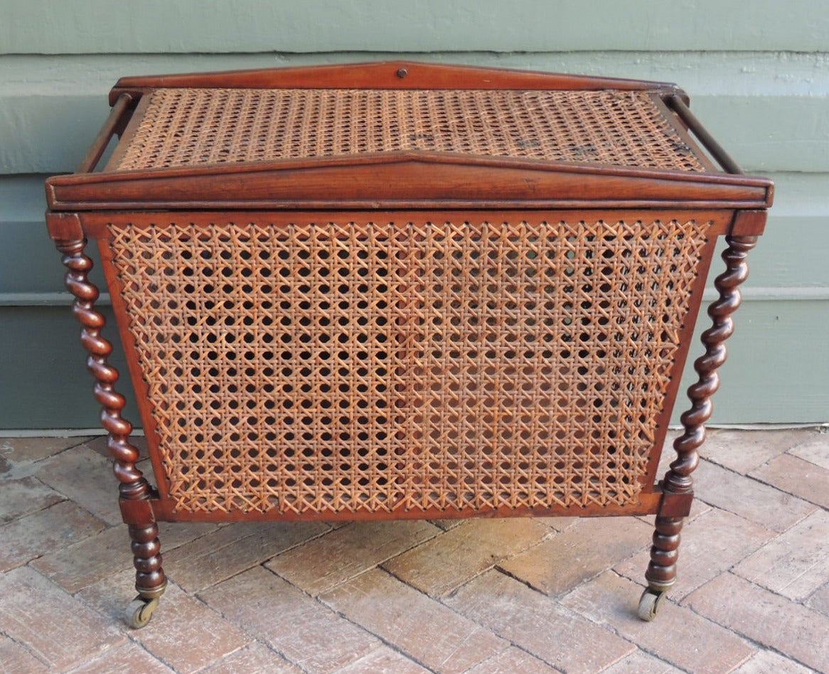 19th C English Regency Mahogany and Cane Sewing Box In Excellent Condition In Charleston, SC