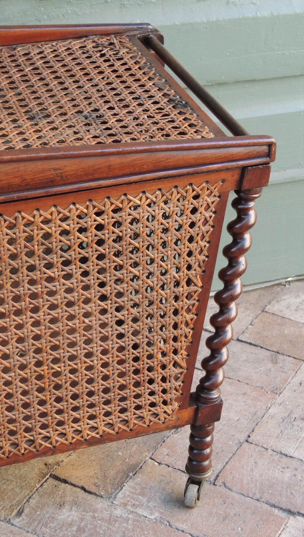 19th C English Regency Mahogany and Cane Sewing Box 3