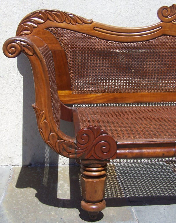 Wonderful West Indies Carved Settee In Excellent Condition In Charleston, SC