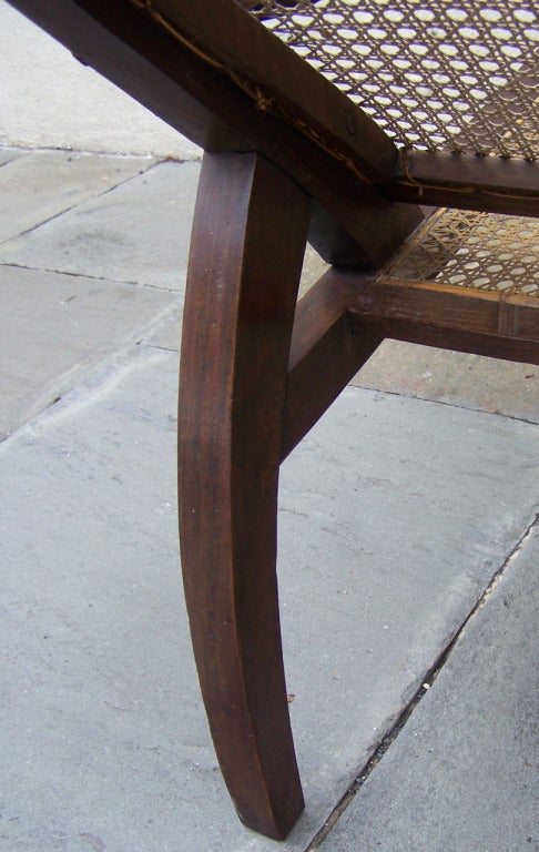 True Pair of Early 19th C West Indies Mahogany and Cane Planter's Chairs 2