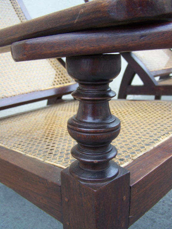 Campaign True Pair of Early 19th C West Indies Mahogany and Cane Planter's Chairs