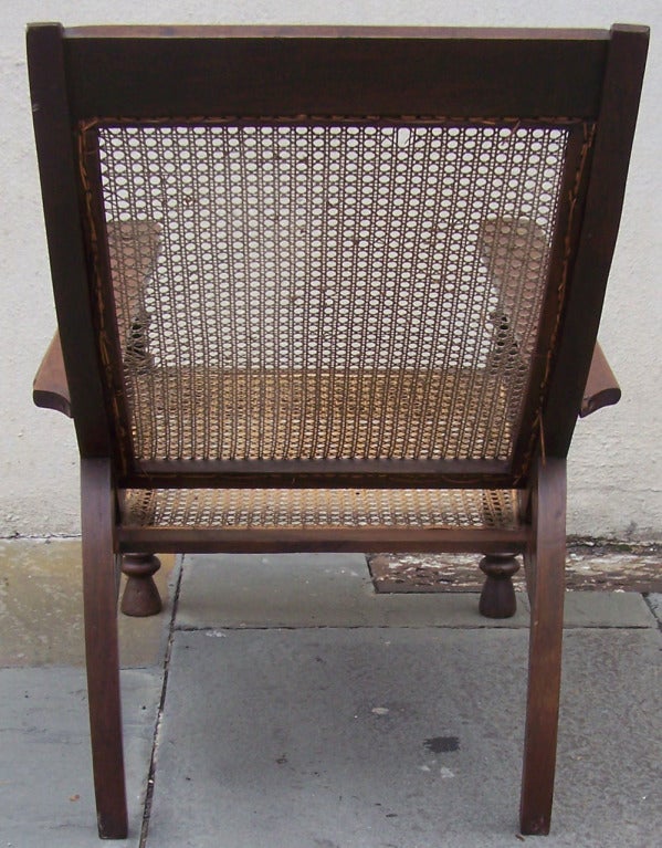 Caribbean True Pair of Early 19th C West Indies Mahogany and Cane Planter's Chairs