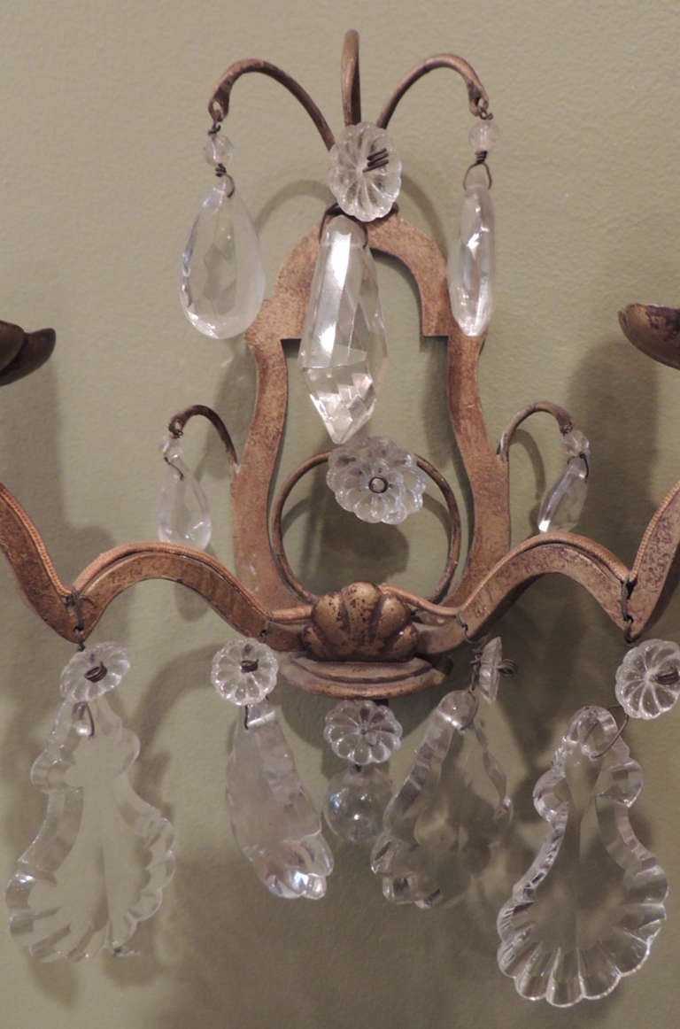 Early 20th C Italian Gilt and Iron Sconces In Good Condition For Sale In Charleston, SC