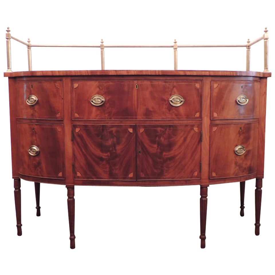 Early 19th C Sheraton Mahogany Sideboard with Gallery For Sale