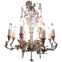 Antique 20th C German Crystal Maison Bagues Style Stamped Chandelier