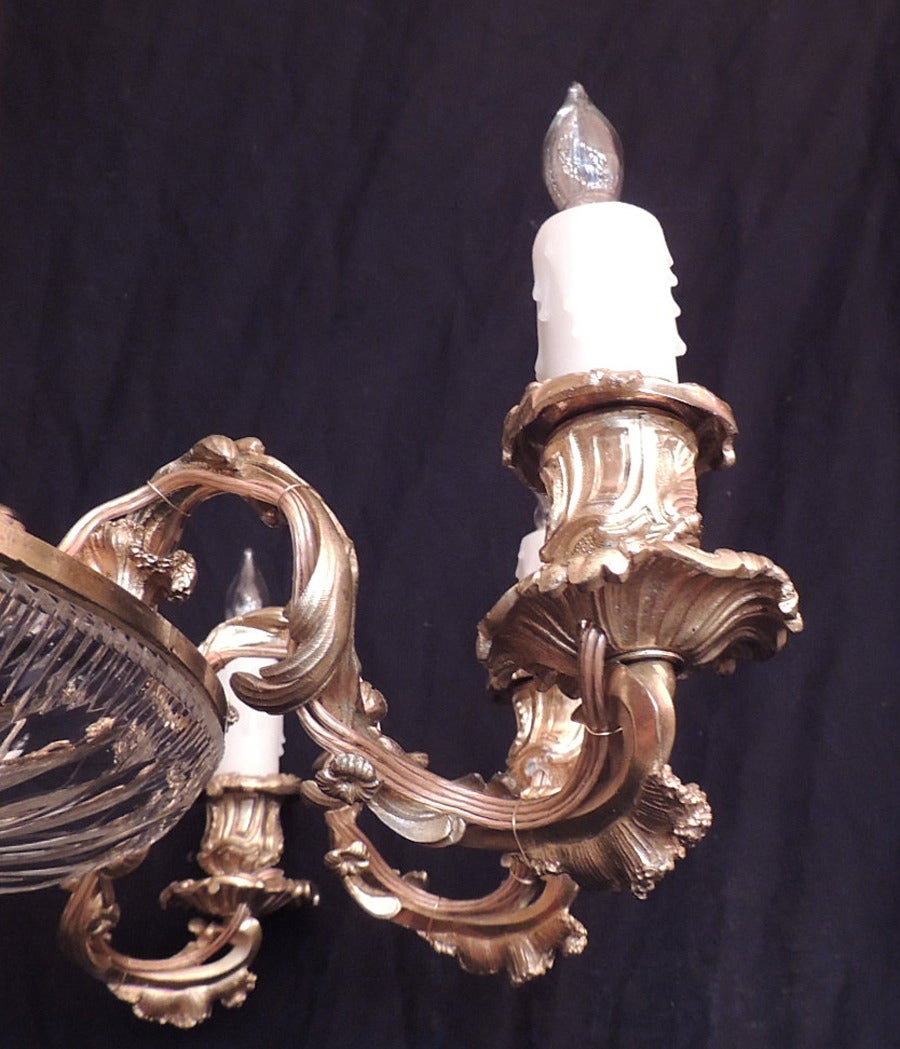 19th Century Early 19th C French Regence Crystal and Bronze Doré Chandelier