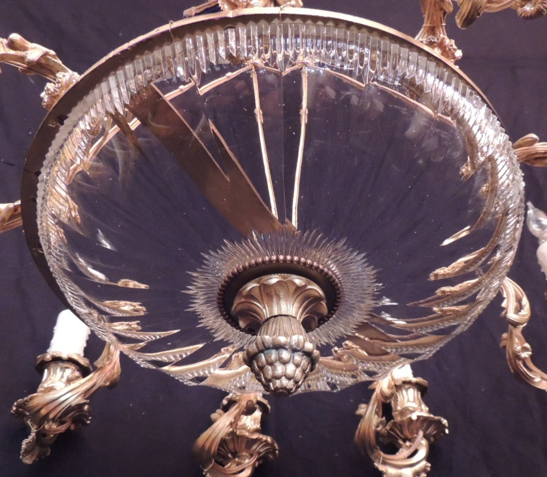 Early 19th C French Regence Crystal and Bronze Doré Chandelier 2