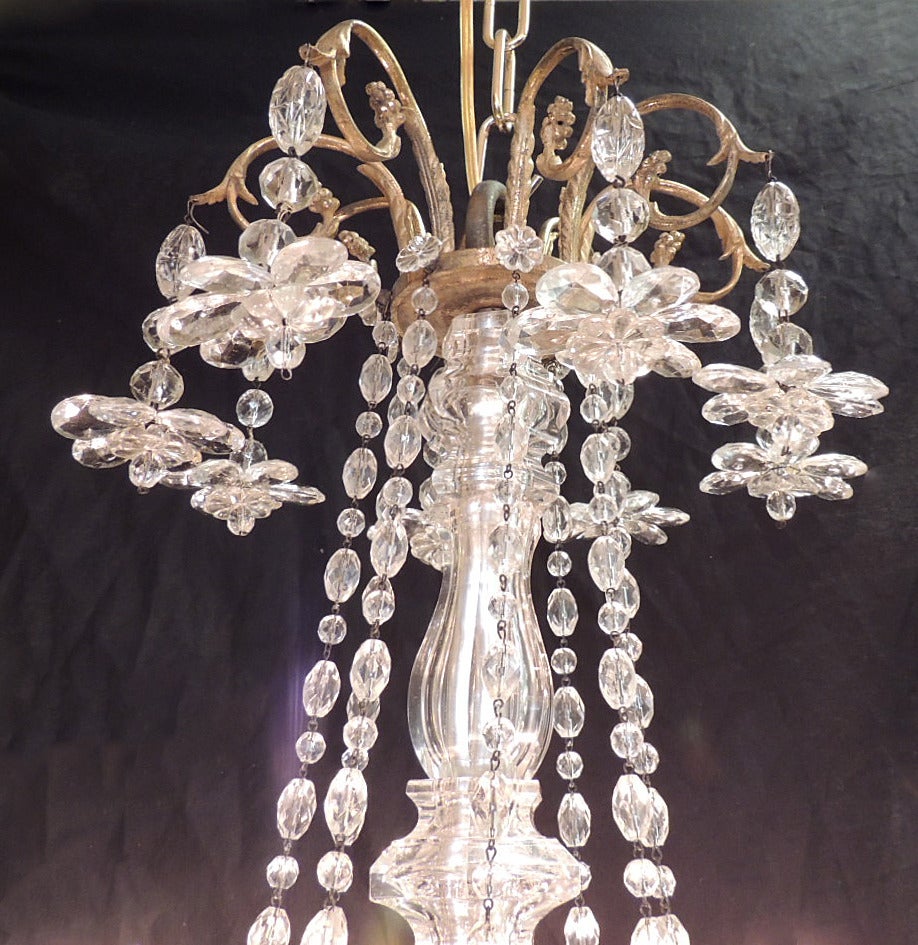 Early 20th C French Baccarat-Quality and Bronze Doré Chandelier In Good Condition In Charleston, SC