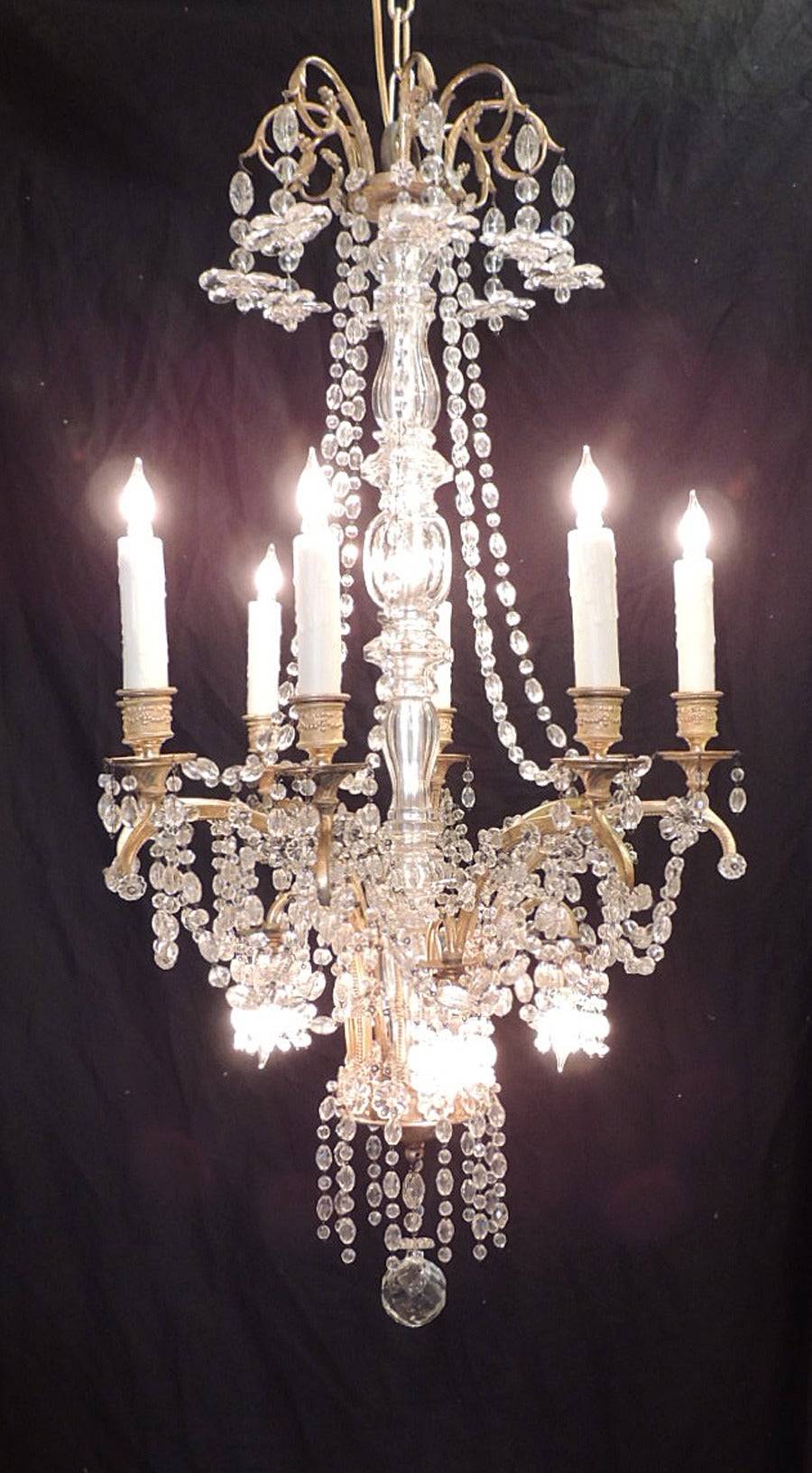 Early 20th C French Baccarat-Quality and Bronze Doré Chandelier 2