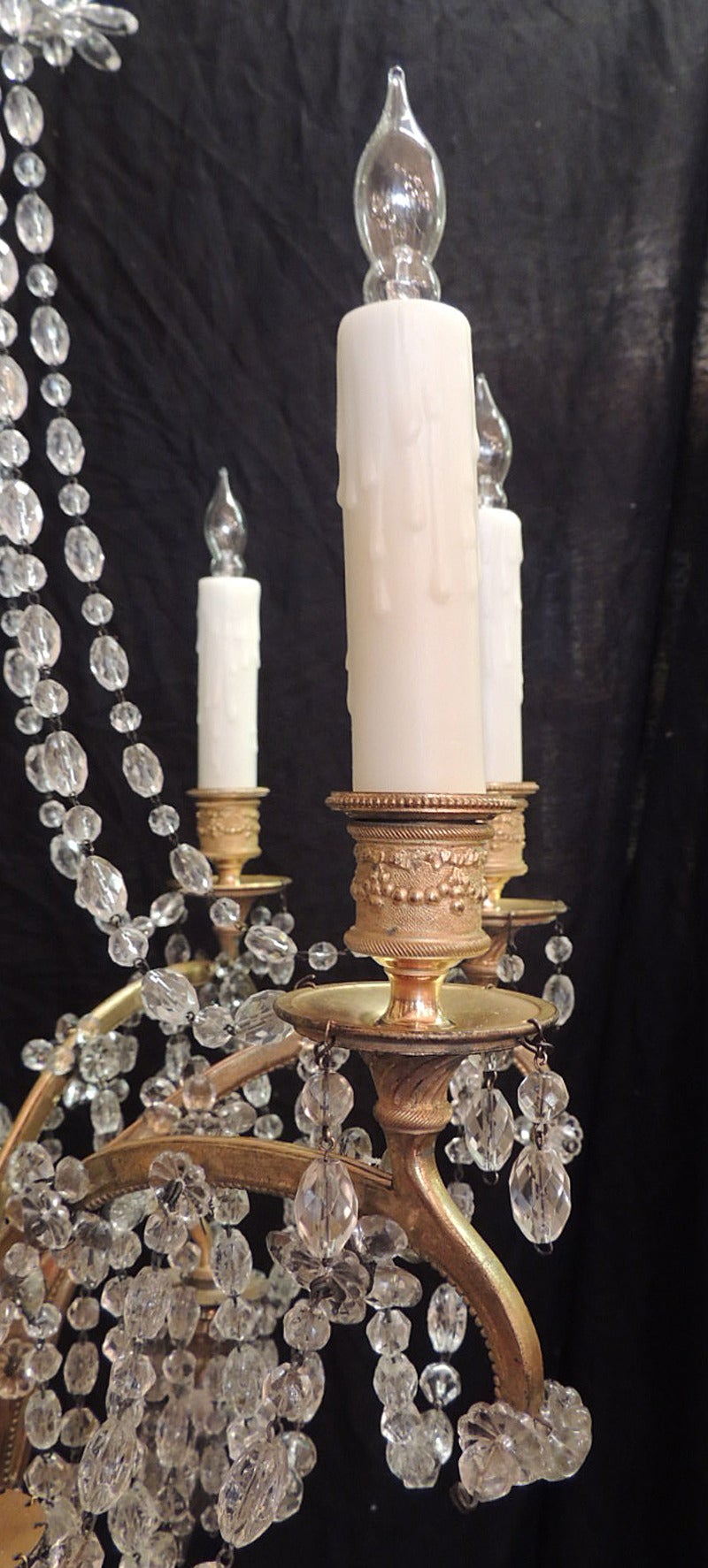 Early 20th C French Baccarat-Quality and Bronze Doré Chandelier 4