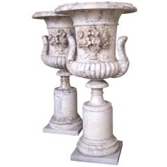 Pair of Late 18th Century Carrara Marble Urns