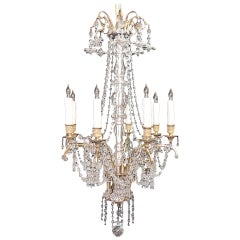 Early 20th C French Baccarat-Quality and Bronze Doré Chandelier