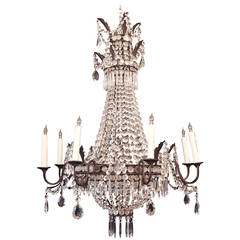 Large Mid 19th C Italian Empire Crystal Chandelier