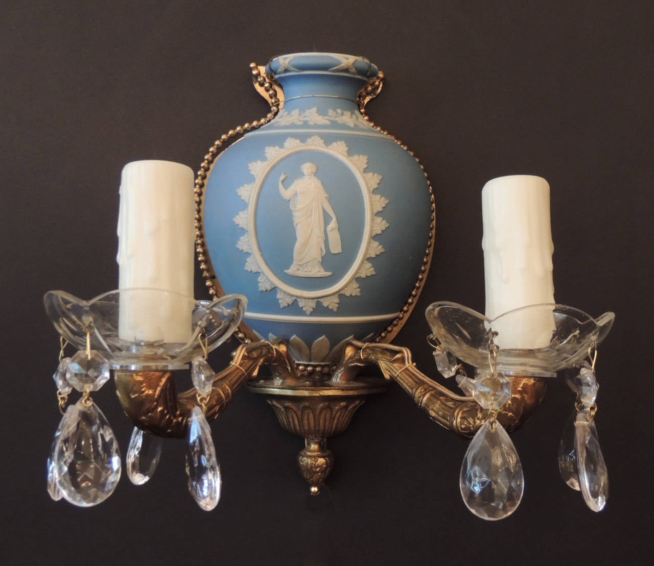 Early 20th Century Early 20th C English Wedgwood and Bronze Sconces