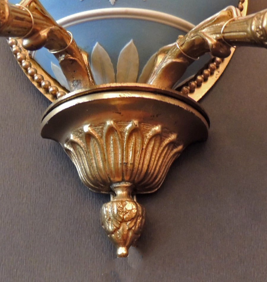 Early 20th C English Wedgwood and Bronze Sconces 2