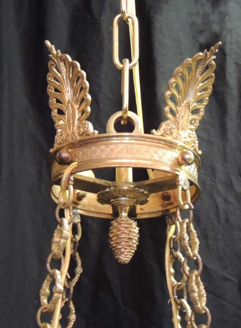 Early 19th Century Russian Empire Opaline and Bronze Chandelier For Sale 3