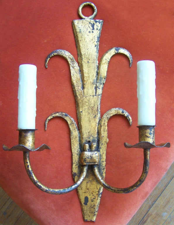 Pair of Gilt Tole Sconces