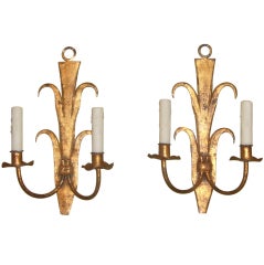 Pair of Gilt Tole Sconces