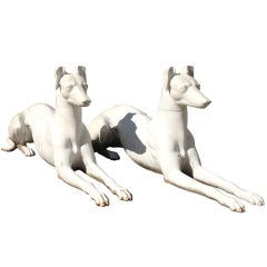 Antique Pair of late 19th century Cast Iron American Greyhounds Statues
