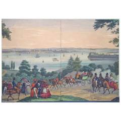 Ensemble de deux panneaux de Zuber représentant la baie de New York - 1832