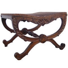 French Walnut Curule Bench