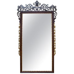 18th C Dutch Queen Anne Mahogany Filigree and Giltwood Mirror 8