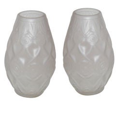 Pair Art Deco Glass Vases