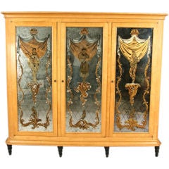 Phenomenal Three Door Eglomise Cabinet