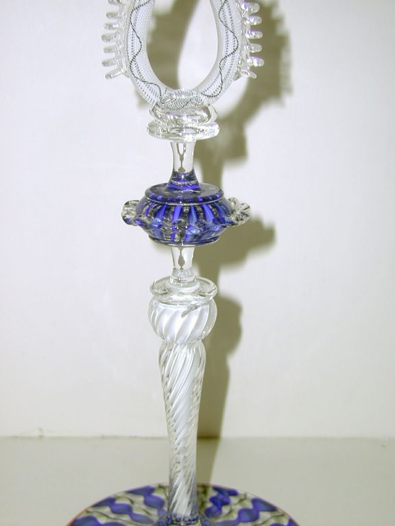 Blown Glass Italian Renaissance Style Art Glass Goblet For Sale