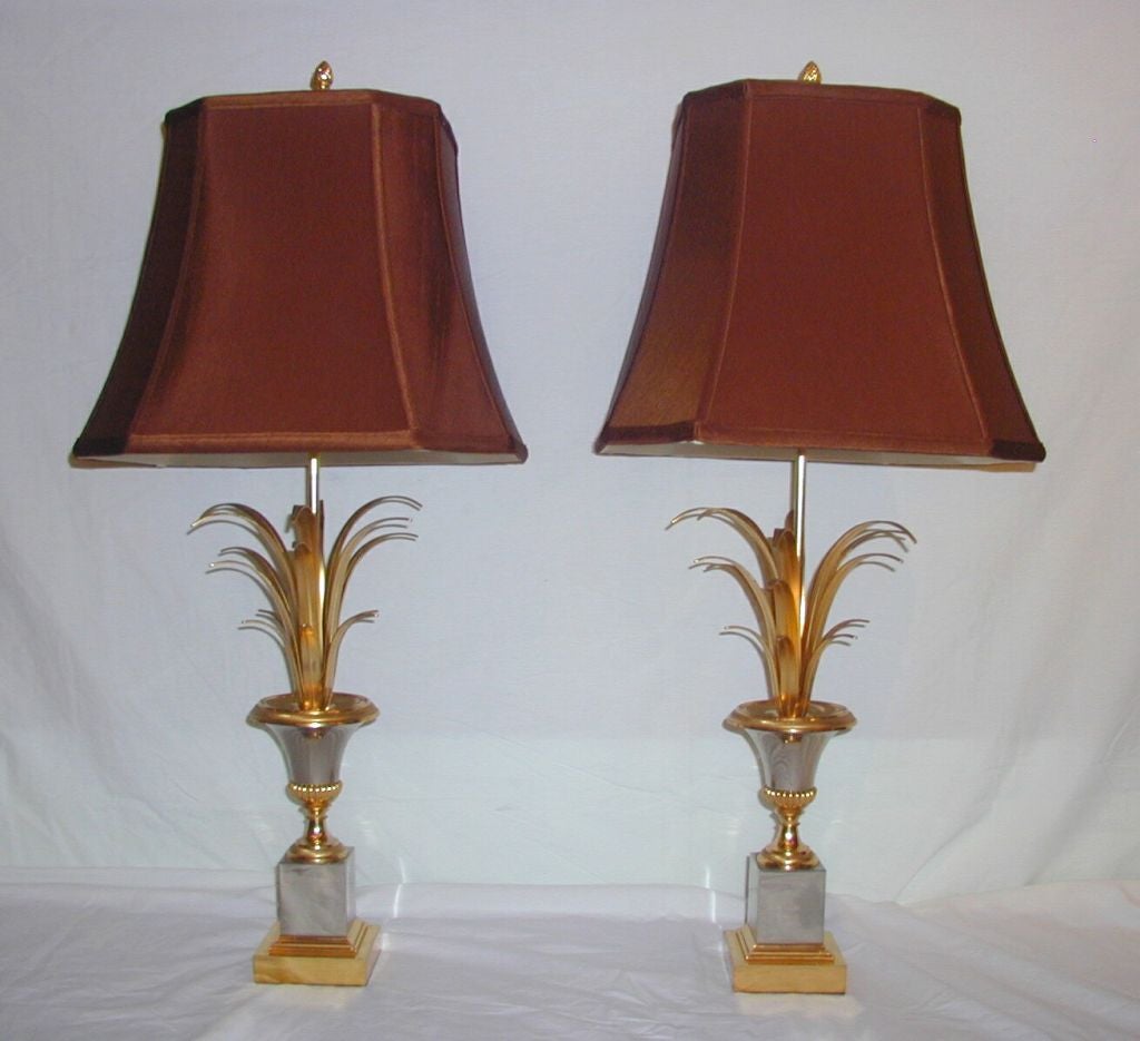 Pair of Maison Charles Lamps with Palm Frond