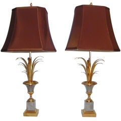 Pair of Maison Charles Lamps with Palm Frond