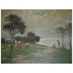 "Children at the Lake" Antique "Children at the Lake"