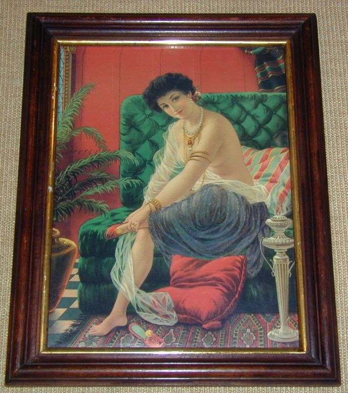 French Art Deco Odalisque Chromolithograph For Sale