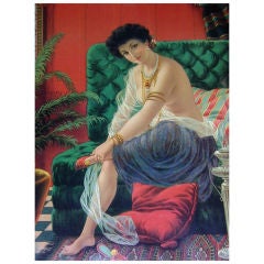 Antique Art Deco Odalisque Chromolithograph