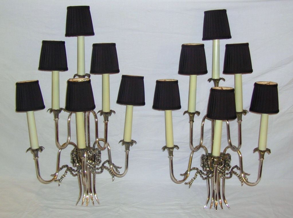 Pair of Art Deco Six Light Appliques