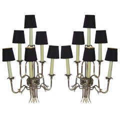 Pair of Art Deco Six Light Appliques