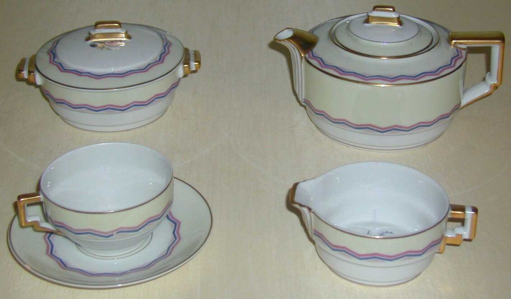 20th Century Sensational Art Deco China Place Setting for 12 For Sale