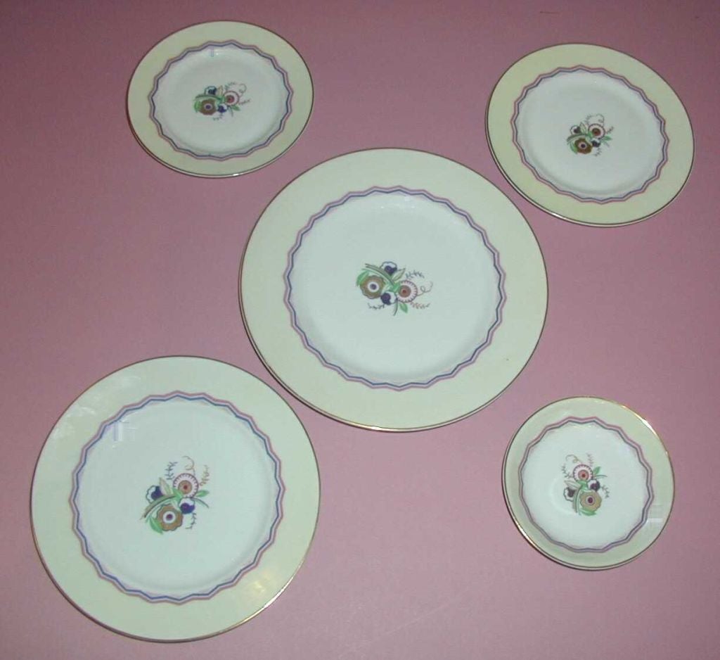 Sensational Art Deco China Place Setting for 12 For Sale 1