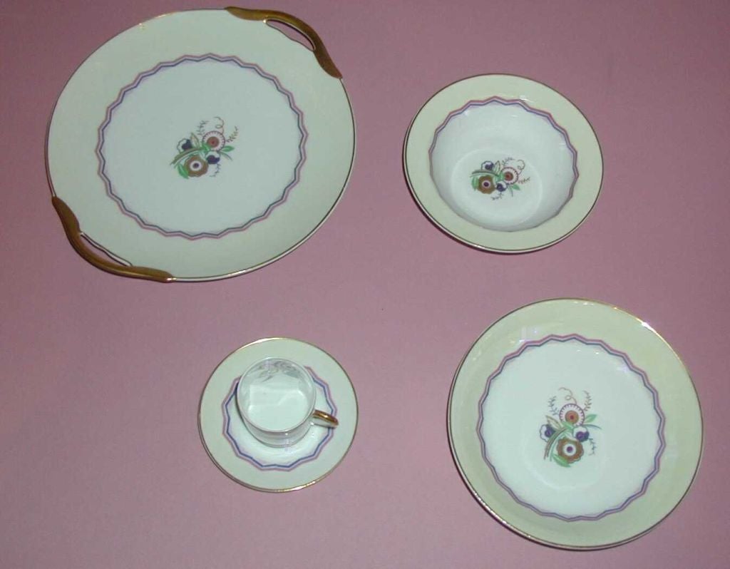 Sensational Art Deco China Place Setting for 12 For Sale 2