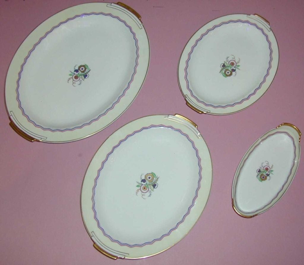 Sensational Art Deco China Place Setting for 12 For Sale 3