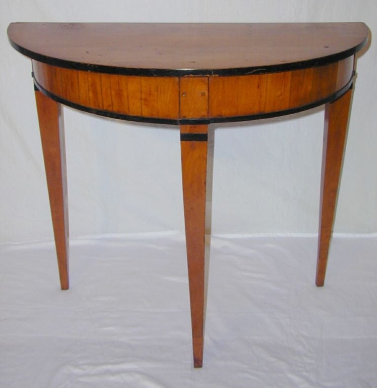 Walnut Biedermeier  Demilune Console For Sale