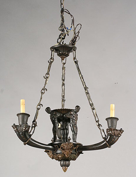 Art Deco Bronze Chandelier