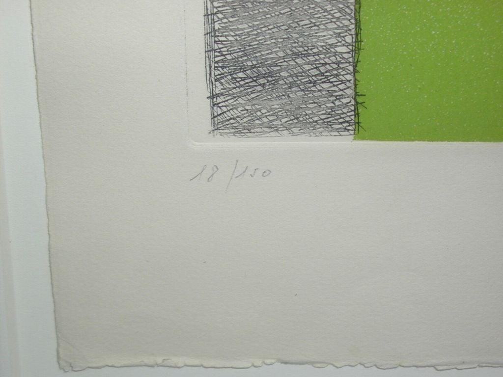 Abstract Composition etching and aquatint printed in red, green, blue and black, on Arches, signed, 